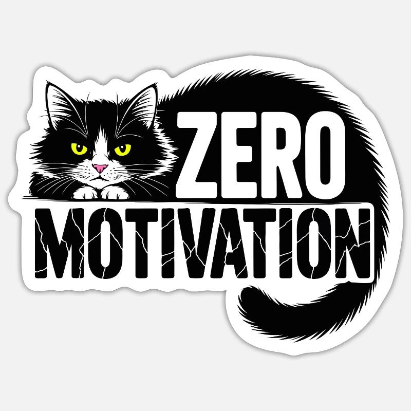 Chat sans motivation - Sticker taille S (10 x 10 cm) - blanc mat