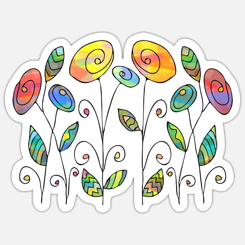 Fleur - Sticker taille S (10 x 10 cm) - blanc mat