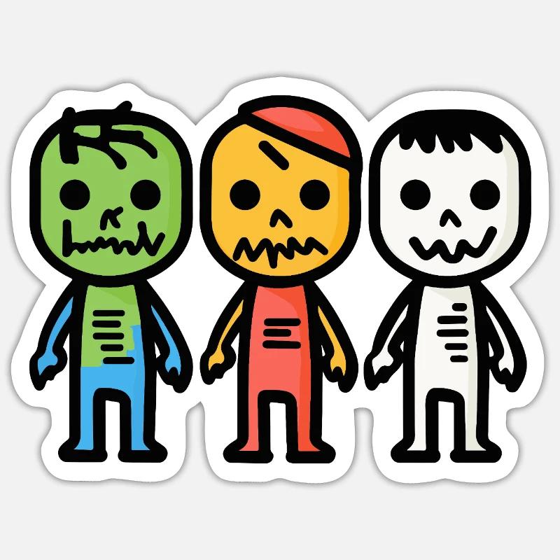 Zombies Halloween - Sticker taille S (10 x 10 cm) - blanc mat