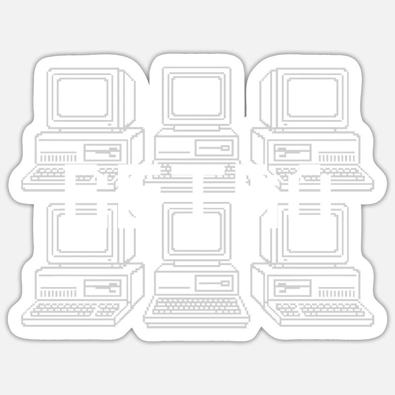 Retro Computer Grid Techno - Sticker size S (10 x 10 cm) - white matte