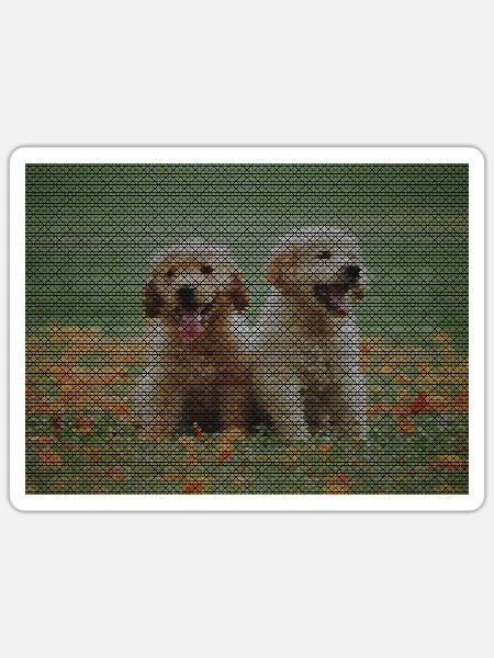 Zwei Labrador Retriever Welpen mit Dreickmuster - Sticker Größe S (10 x 10 cm) - Mattweiß
