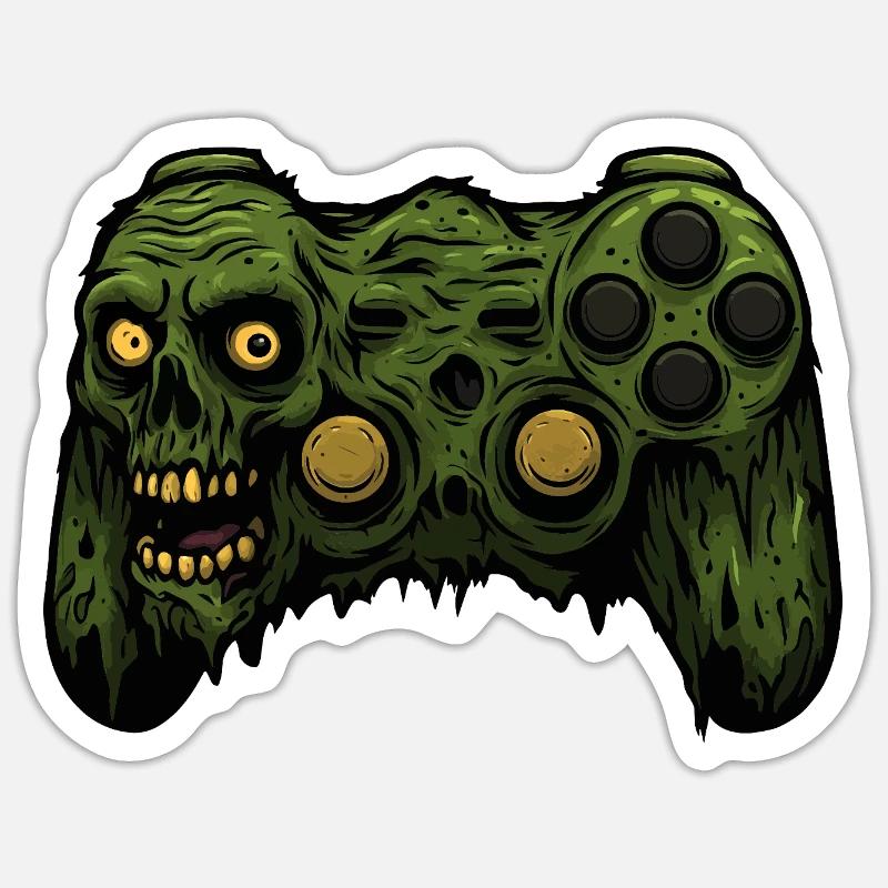 Zombie Controller T-shirt grunge - Sticker taille S (10 x 10 cm) - blanc mat
