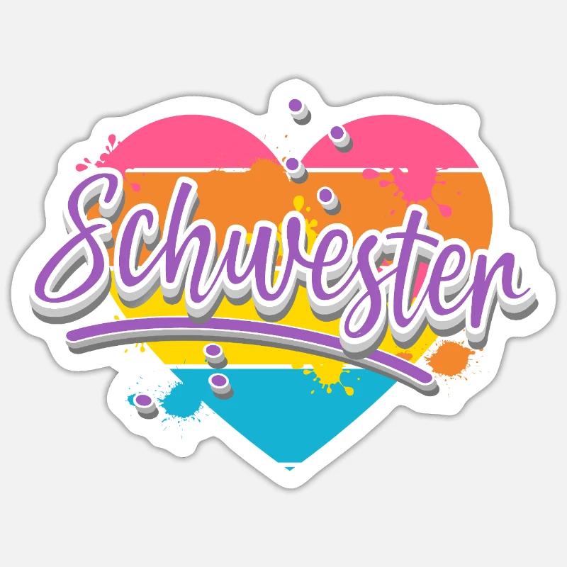 Schwester - Sticker Größe S (10 x 10 cm) - Mattweiß