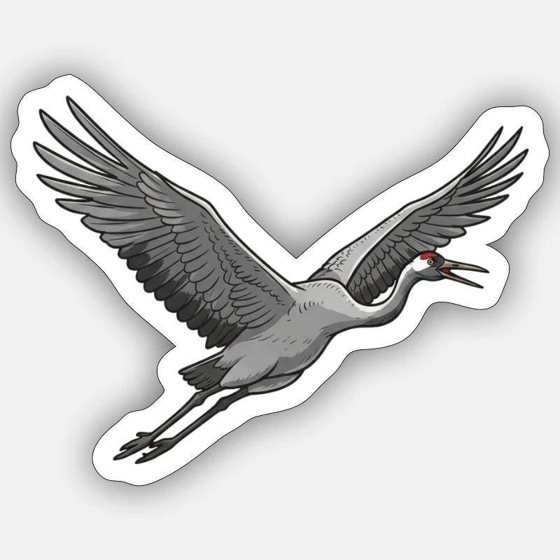 grue - Sticker taille S (10 x 10 cm) - blanc mat