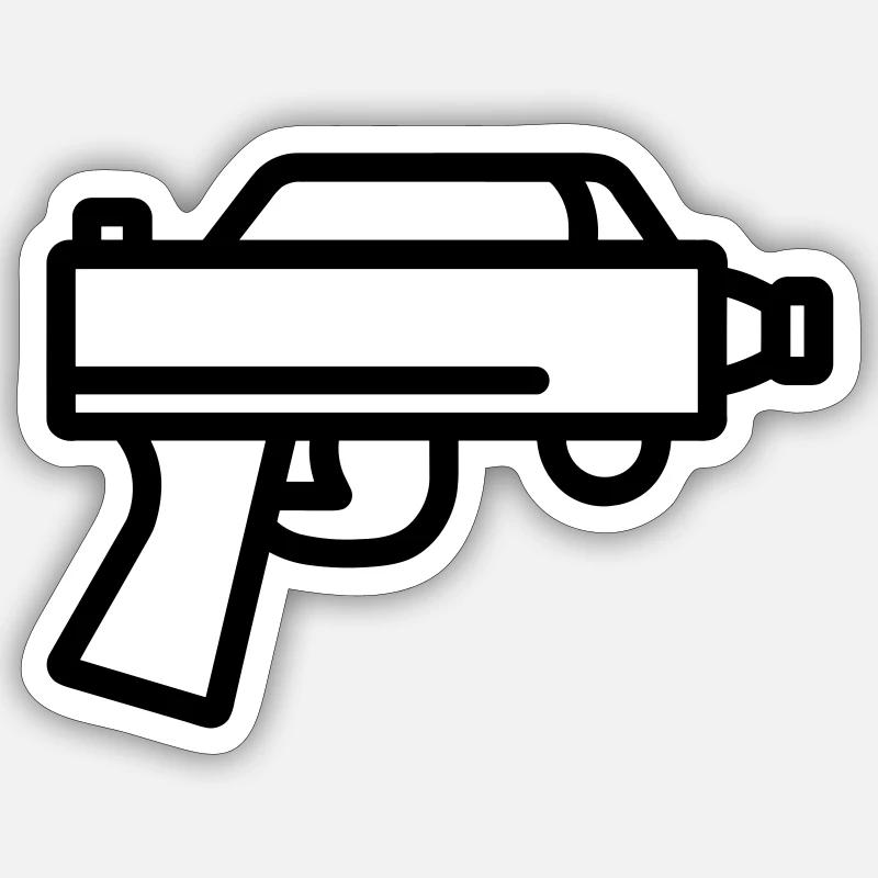 pistolet à eau - Sticker taille S (10 x 10 cm) - blanc mat