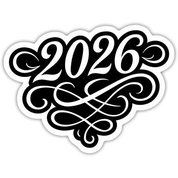 2026 year - Sticker size S (10 x 10 cm) - white matte - Front