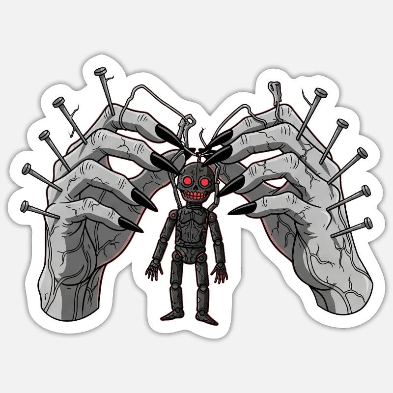 Demonic Hands Puppet Show Horror Gothic Sticker size S (10 x 10 cm)