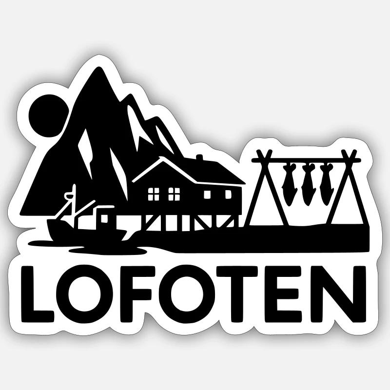 lofoten silhouette - Sticker Größe S (10 x 10 cm) - Mattweiß