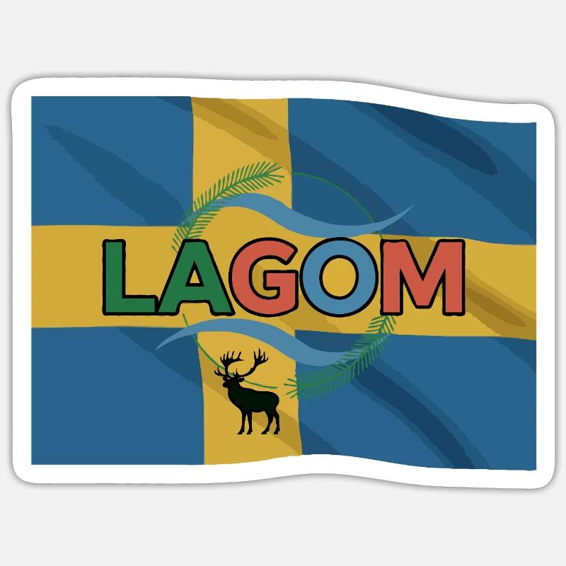 Lagom, Suède - Sticker taille S (10 x 10 cm) - blanc mat