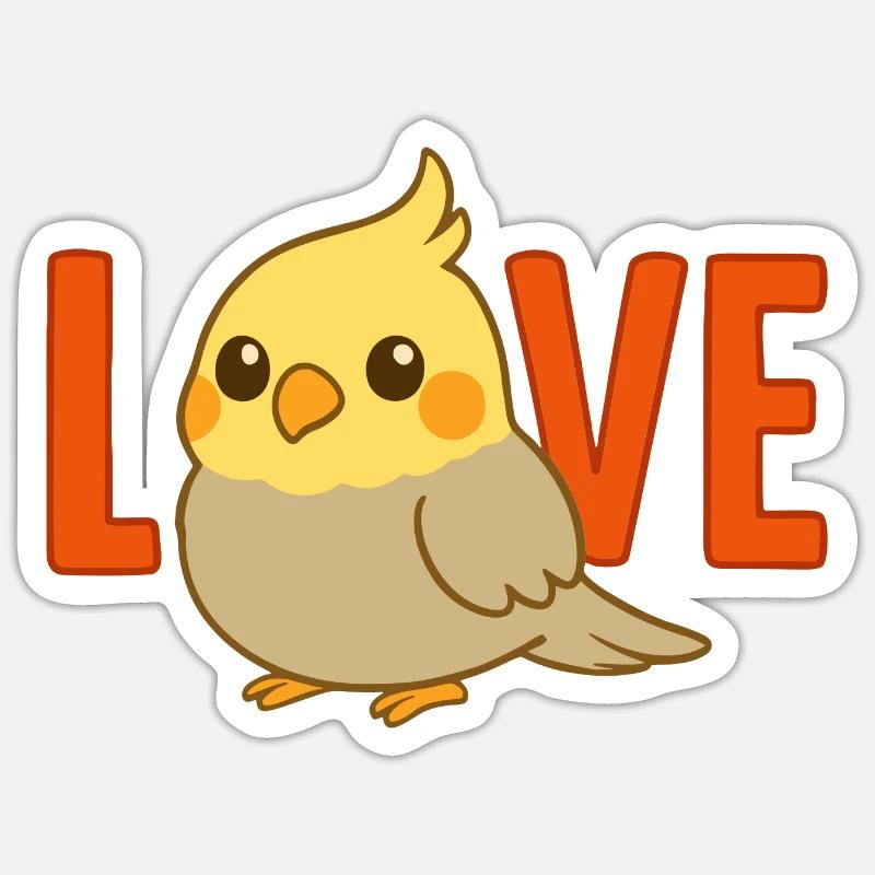 Amour calopsitte - Sticker taille S (10 x 10 cm) - blanc mat