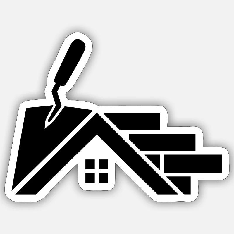 Maurer logo with house contour, trowel & bricks Sticker size S (10 x 10 cm)