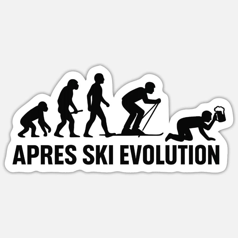Après Ski Evolution Skiing Ski Holiday - Sticker size S (10 x 10 cm) - white matte