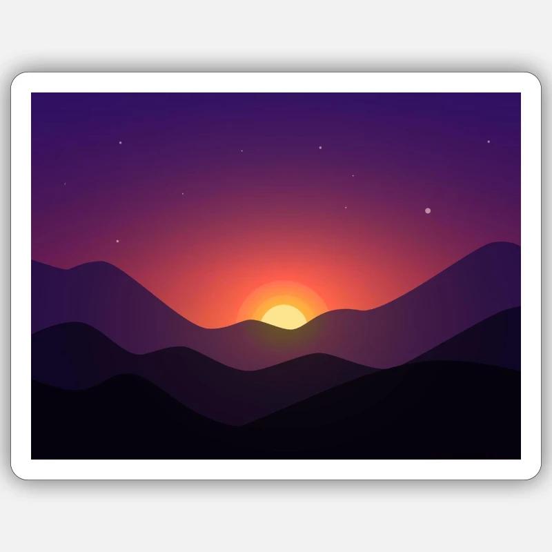 Sunset mountain in gradient Sticker size S (10 x 10 cm)