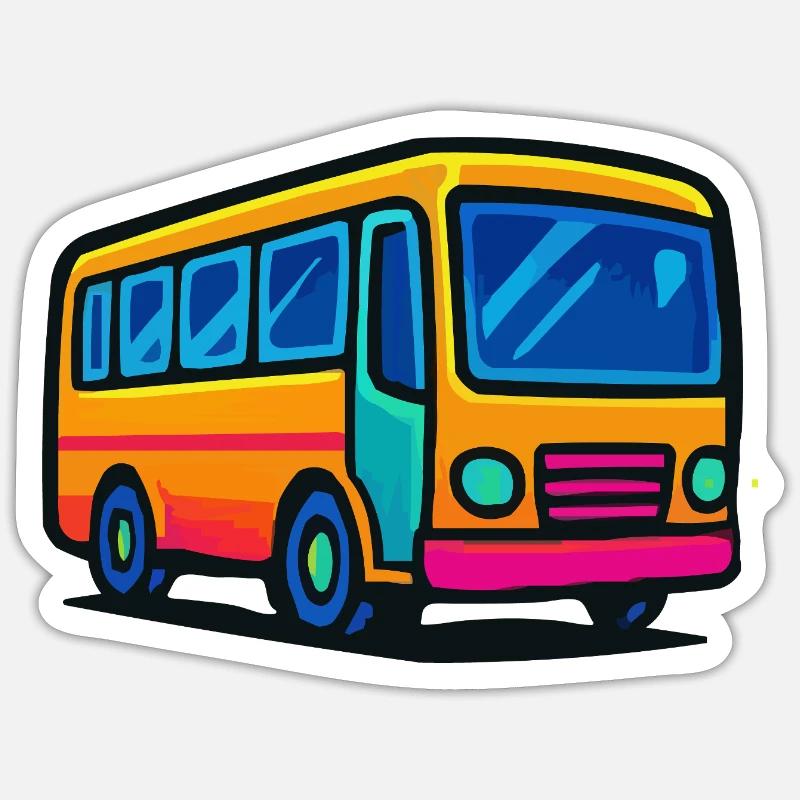 Illustration de bus de comics - Sticker taille S (10 x 10 cm) - blanc mat