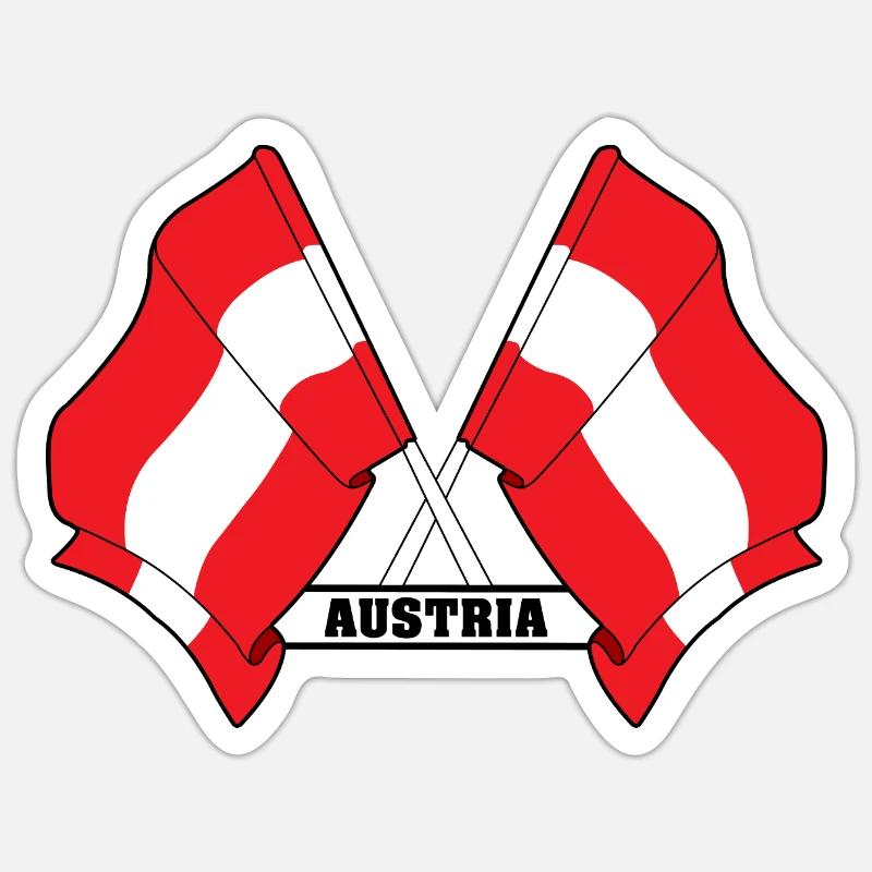 Austria Crossed Flags - Sticker size S (10 x 10 cm) - white matte