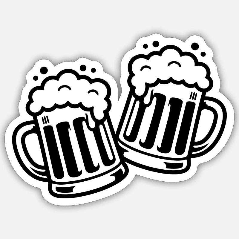 Bierkrug Prost Comic Bier - Sticker Größe S (10 x 10 cm) - Mattweiß