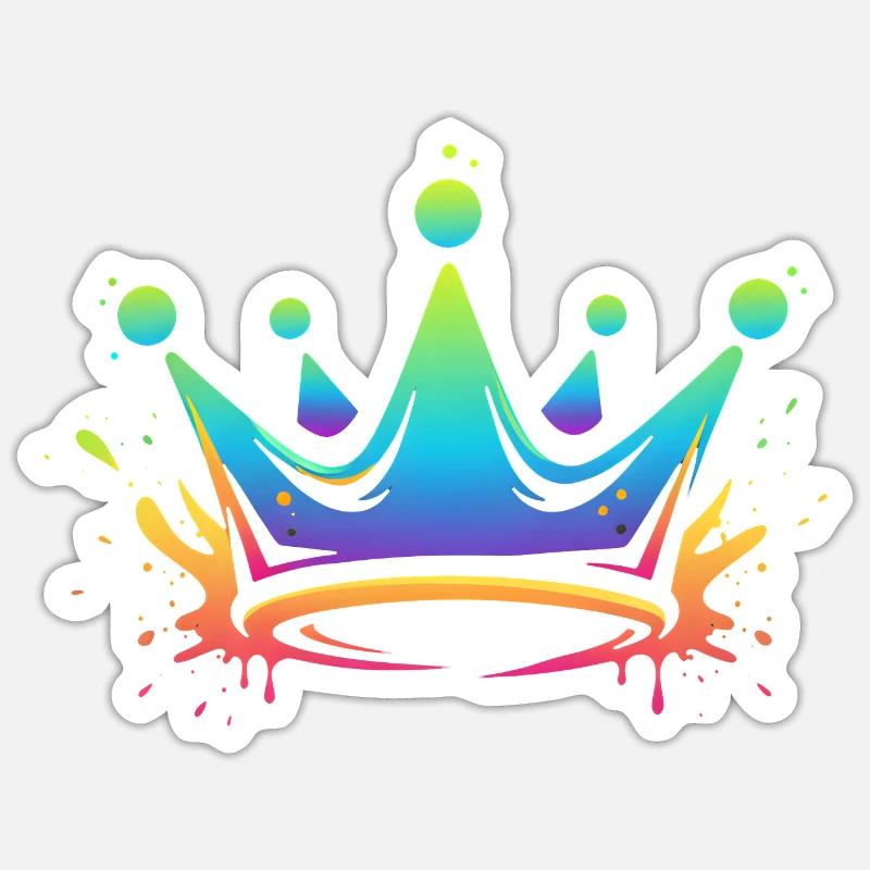 Regenbogen Kronen Splash - Sticker Größe S (10 x 10 cm) - Mattweiß