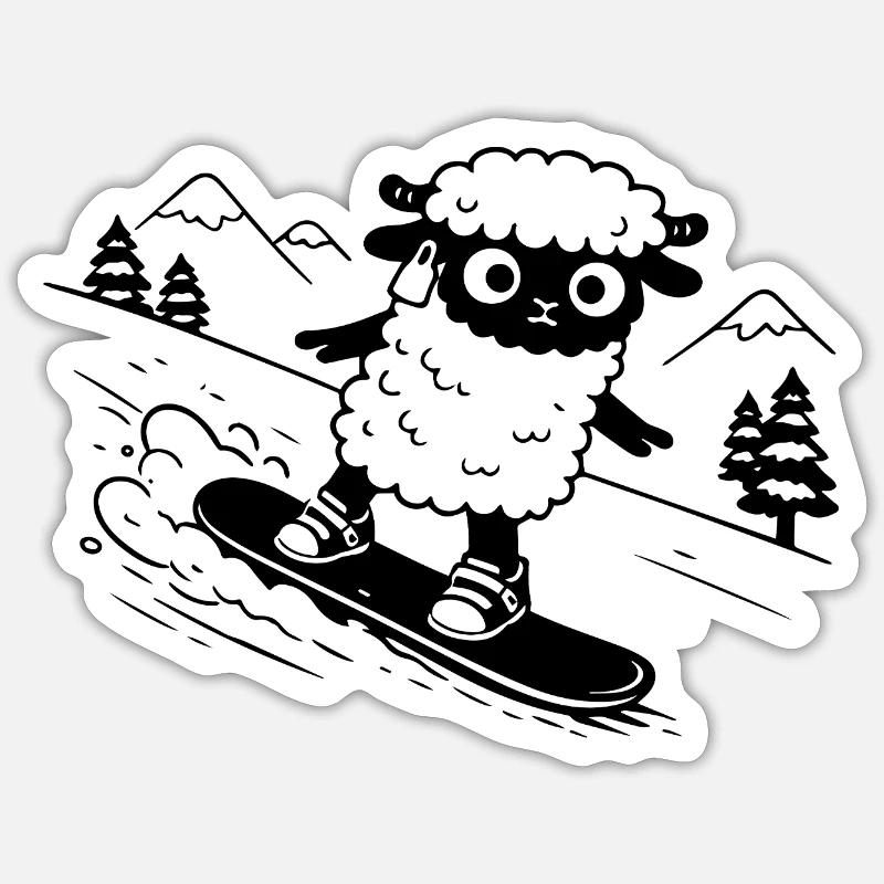 Mouton snowboard - Sticker taille S (10 x 10 cm) - blanc mat