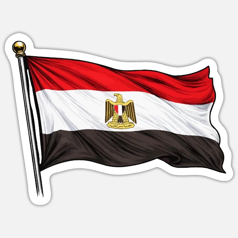 Drapeau égyptien - Sticker taille S (10 x 10 cm) - blanc mat