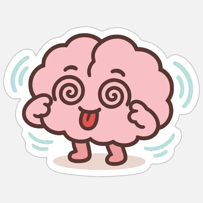 Playful Brain Mascot Tee - Sticker size S (10 x 10 cm) - white matte