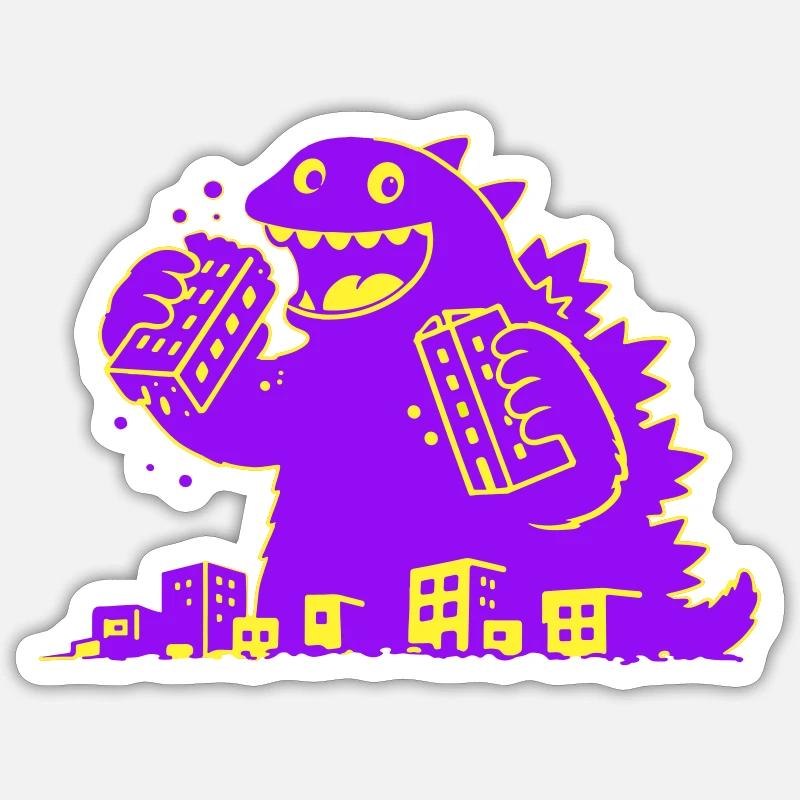 Monster eats city - Sticker size S (10 x 10 cm) - white matte