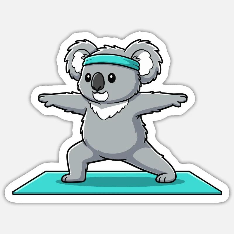 Yoga Koala Bear Doing Warrior Pose Sticker size S (10 x 10 cm)