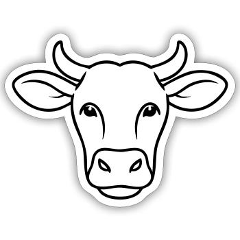 Kuh Kopf Line Art Minimal - Sticker Größe S (10 x 10 cm) - Mattweiß - Vorne