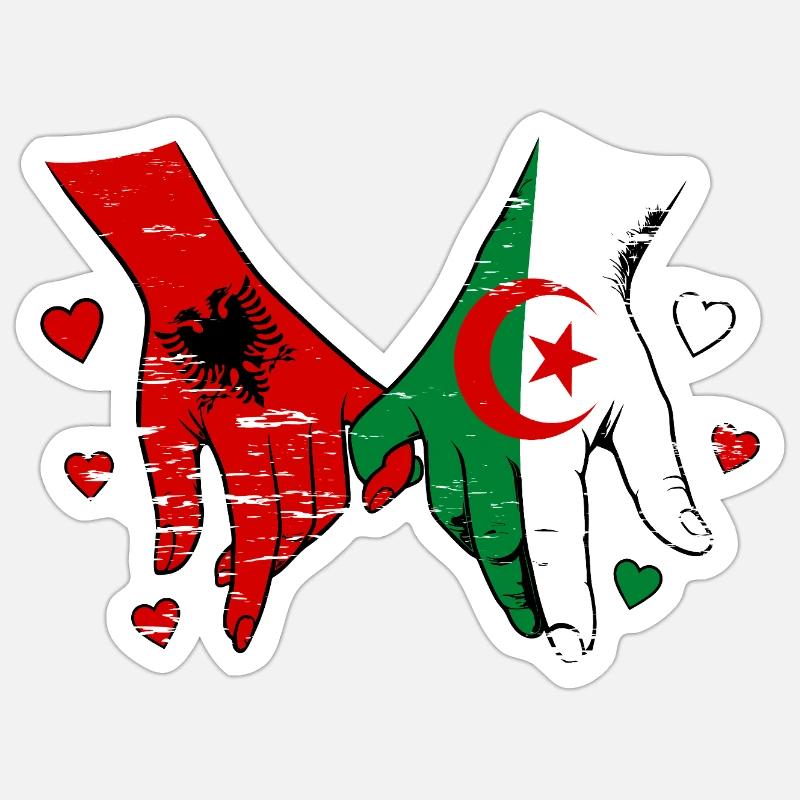 Drapeau de l’Algérie tenant la main utilisé Sticker taille S (10 x 10 cm)