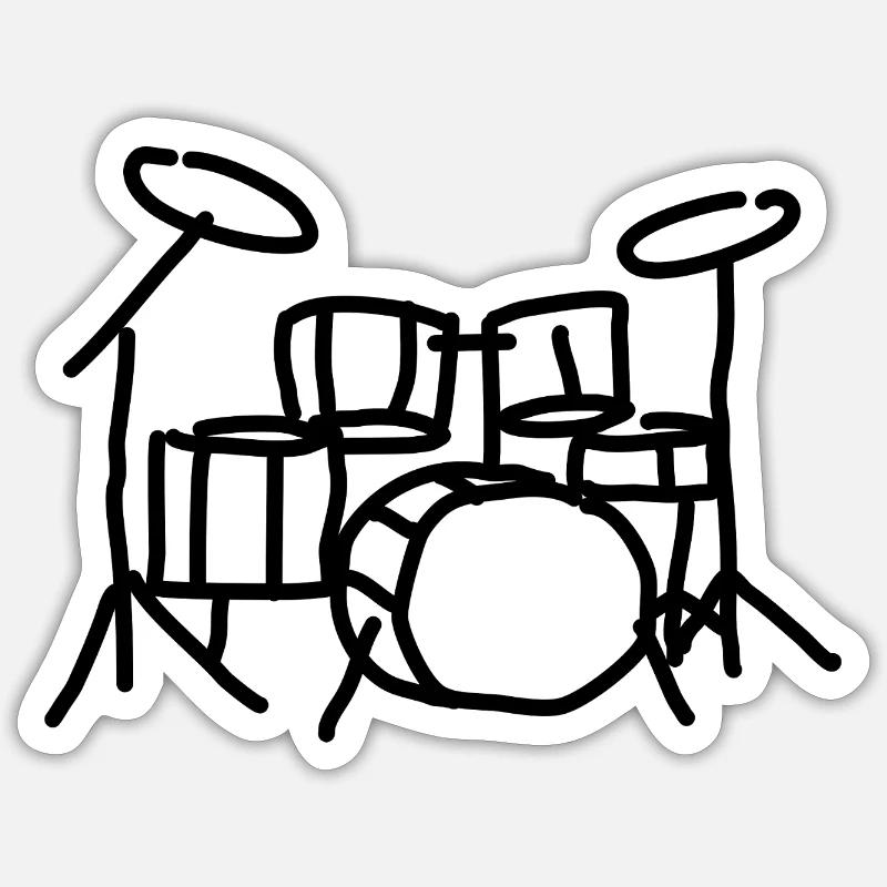 Batterie Batteur Instrument de musique - Sticker taille S (10 x 10 cm) - blanc mat