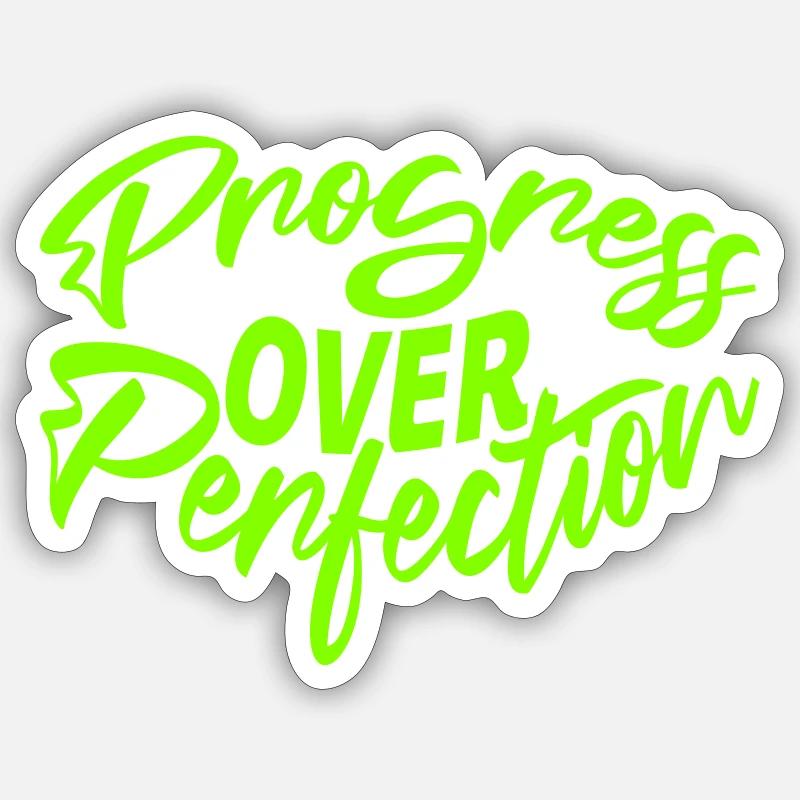 Progress Over Perfection Spruch Motivation Mindset - Sticker Größe S (10 x 10 cm) - Mattweiß