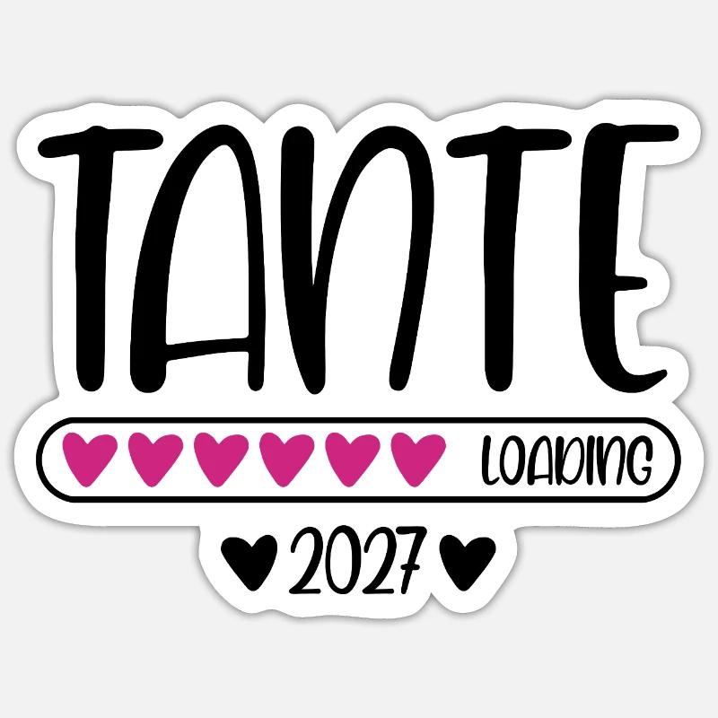 Tante 2027 loading Herzchen Ladebalken - Sticker Größe S (10 x 10 cm) - Mattweiß
