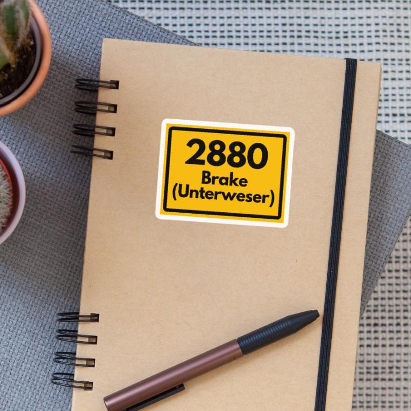 OLD POSTCODE ZIP CODE RETRO 2880 BRAKE UNTERWESER! Sticker size S (10 x 10 cm)