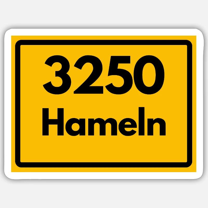 ANCIEN CODE POSTAL 3250 HAMELN RATTENFÄNGER - Sticker taille S (10 x 10 cm) - blanc mat