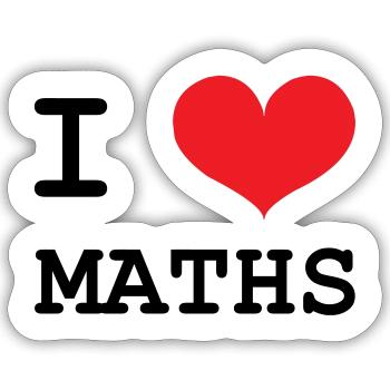 I Love Maths: Passion Mathematics T-Shirt - Sticker size S (10 x 10 cm) - white matte - Front