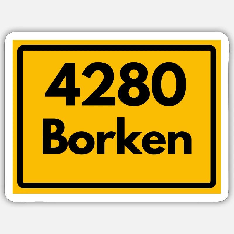 OLD POSTCODE POSTCODE RETRO 4280 BORKEN FÜNFTÜRME - Sticker size S (10 x 10 cm) - white matte