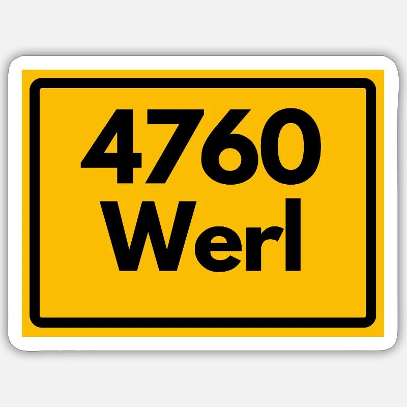 ALTE POSTLEITZAHL PLZ RETRO 4760 WERL Sticker Größe S (10 x 10 cm)