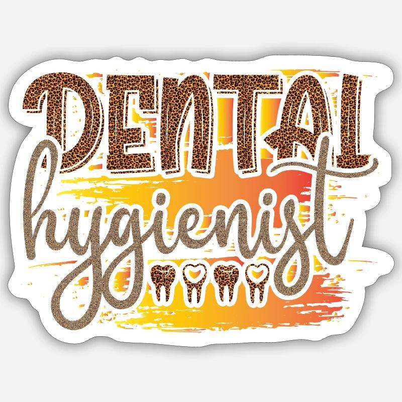 Leopard Hygienist Sunset Script - Sticker size S (10 x 10 cm) - white matte