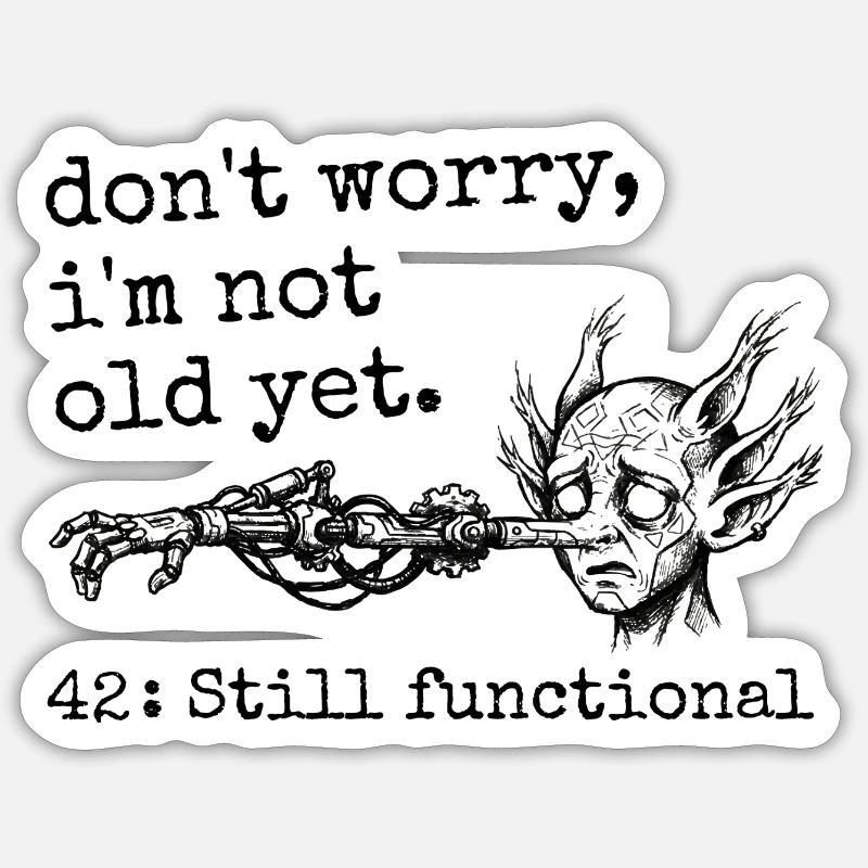 42e Anniversaire - Cadeau 42e anniversaire Humour  - Sticker taille S (10 x 10 cm) - blanc mat