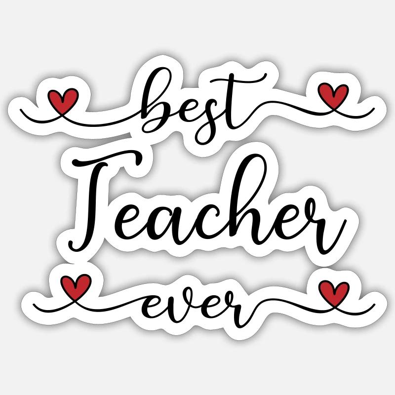 Meilleur enseignant - Sticker taille S (10 x 10 cm) - blanc mat