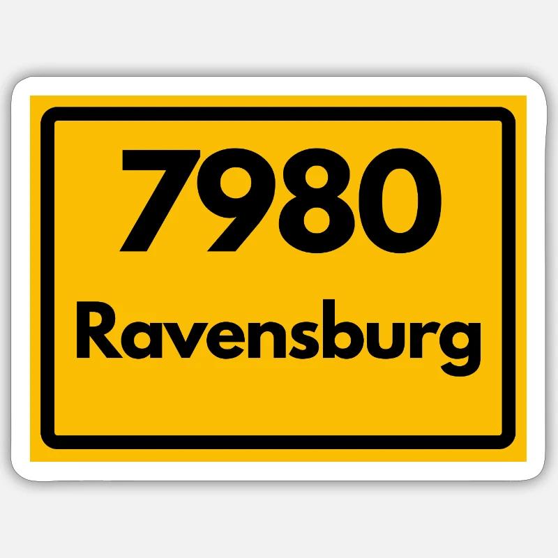 OLD POSTCODE ZIP CODE RETRO 7980 RAVENSBURG HEIMAT Sticker size S (10 x 10 cm)