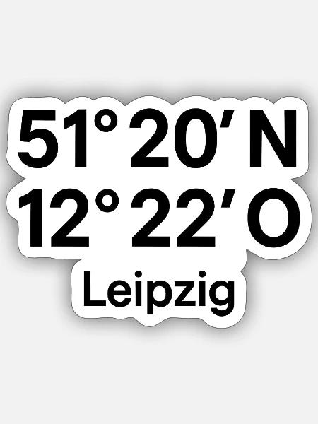 Leipzig Koordinaten Druck - Sticker Größe S (10 x 10 cm) - Mattweiß