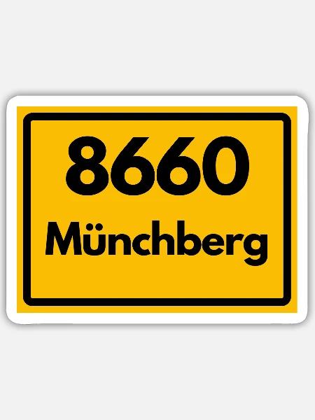 ALTE POSTLEITZAHL PLZ 8660 MÜNCHBERG HEIMATSTOLZ - Sticker Größe S (10 x 10 cm) - Mattweiß