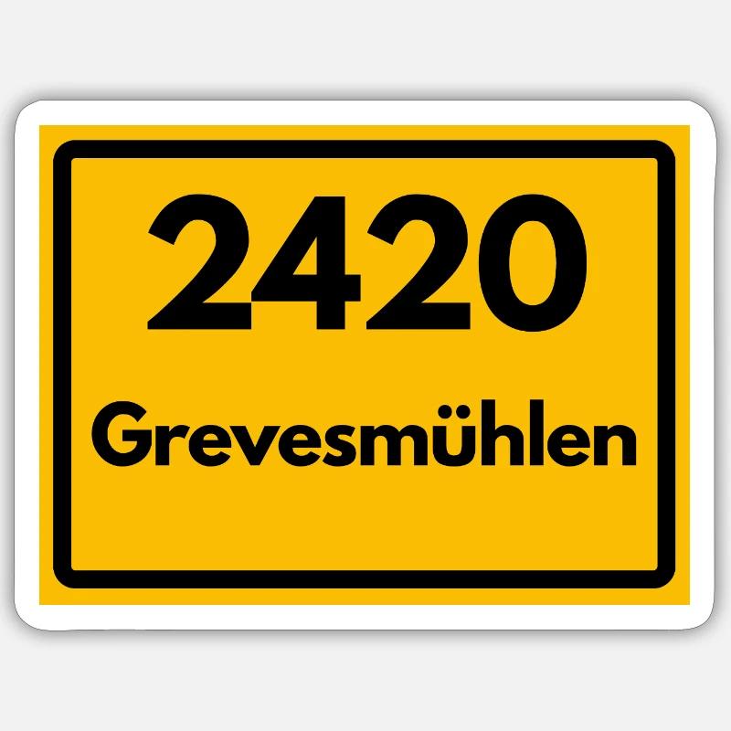 ANCIEN CODE POSTAL RETRO 2420 GREVESMÜHLEN - Sticker taille S (10 x 10 cm) - blanc mat