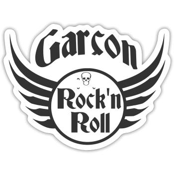 Garçon Rock and Roll Crâne Ailes - Sticker taille S (10 x 10 cm) - blanc mat - Devant