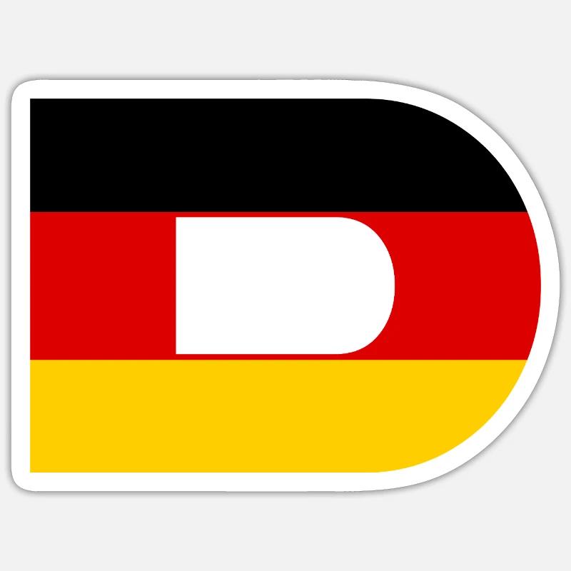 D - Style du drapeau allemand - Sticker taille S (10 x 10 cm) - blanc mat
