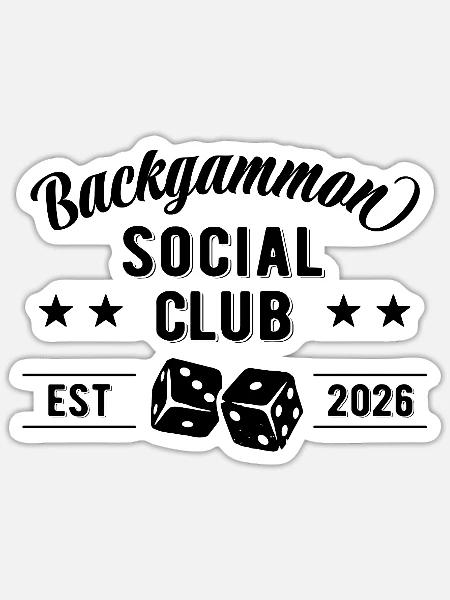 Backgammon Social Club | Name eintragen - Sticker Größe S (10 x 10 cm) - Mattweiß