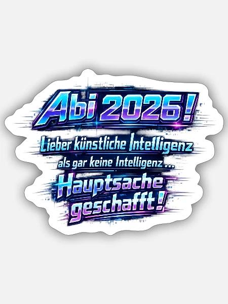 Abi 2026 KI Hauptsache geschafft - Sticker Größe S (10 x 10 cm) - Mattweiß