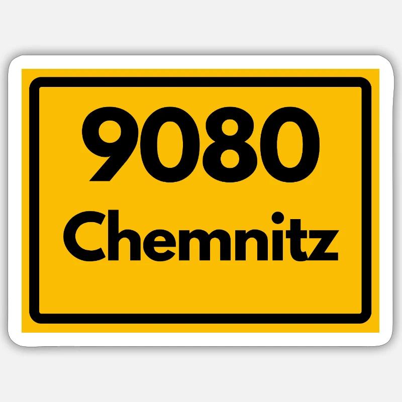 ALTE POSTLEITZAHL 9080 SACHSEN CHEMNITZ - Sticker Größe S (10 x 10 cm) - Mattweiß