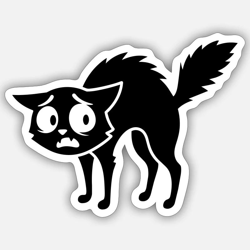 Verängstigte Katze - Sticker Größe S (10 x 10 cm) - Mattweiß