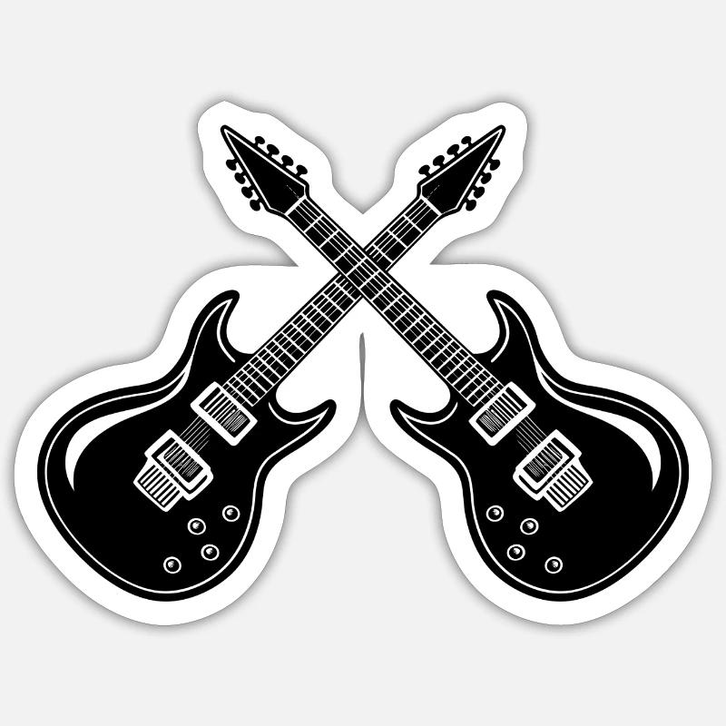 Guitare électrique - Sticker taille S (10 x 10 cm) - blanc mat